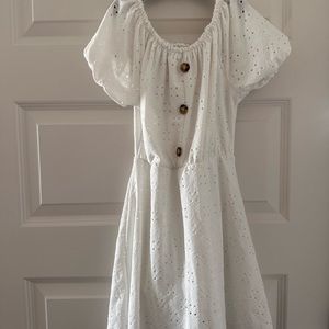 Girls white peasant dress size 10